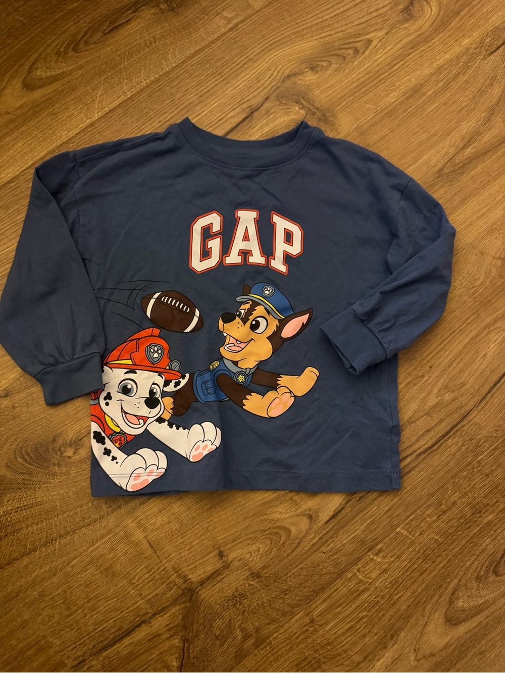 GAP Boys Blue Paw Patrol Football Long-Sleeve Tee (Size 4T)
